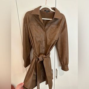 7 For All Mankind Faux Leather Belted Dress